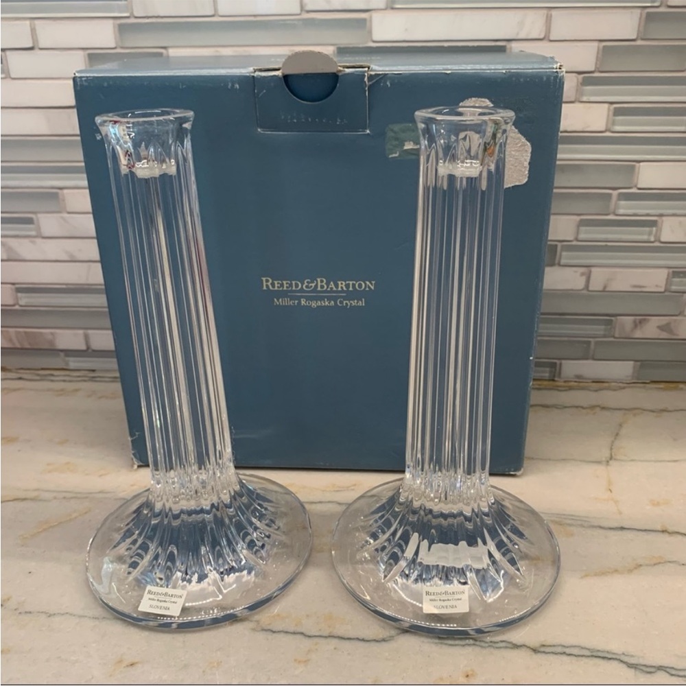 REED & BARTON SOHO 8" CANDLESTICK HOLDERS Used With Original Box Beautiful!.